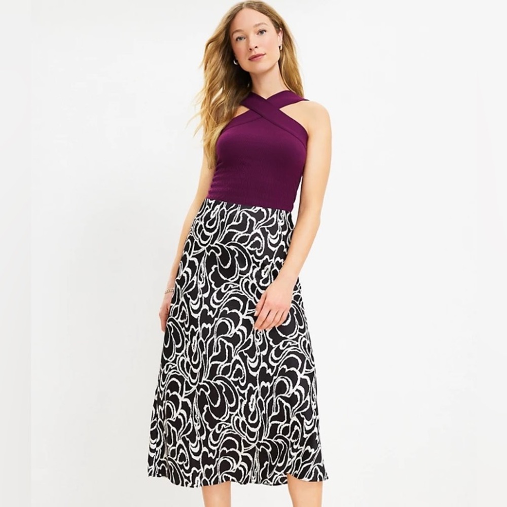 Loft Petite Bloom Bias Midi Skirt